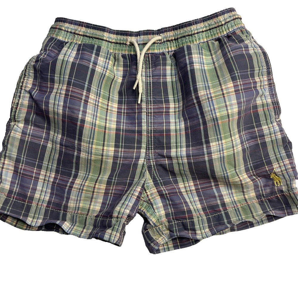 Vintage Polo Ralph Lauren Plaid Swimming Trunks Boys Size 3T Classic Preppy